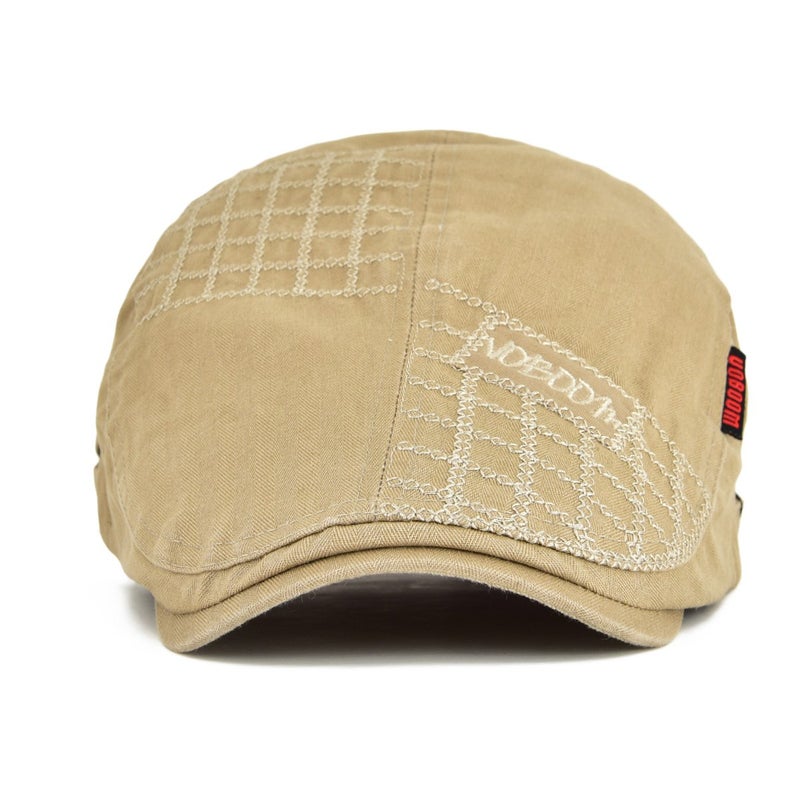 VOBOOM Men Cotton Adjustable Newsboy Beret Ivy Cap Cabbie Flat Hat (Light Brown) - Image 2